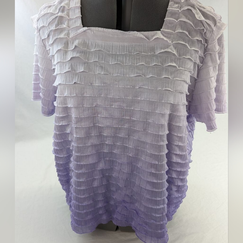 Alfred Dunner Purple ombre Ruffle top Women's size  💜 size PXL